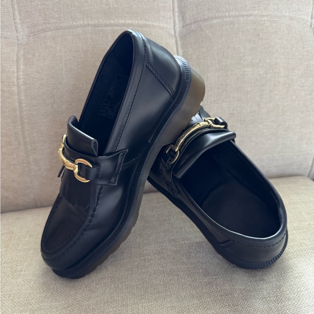Dr. Martens Adrian Snaffle Black leather Loafers with Gold Detail Unisex M6 /W 7 - Picture 11 of 15